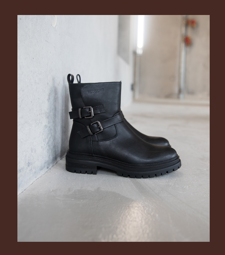 Women's Leather Black Boots GLAD REDSKINS